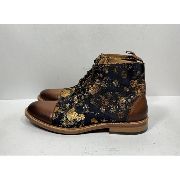 TAFT Jack in Eden Dress Boots Men’s Size 12 EU 45 Black and Gold Floral - Picture 3 of 8